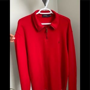 Red Polo half zip up sweater